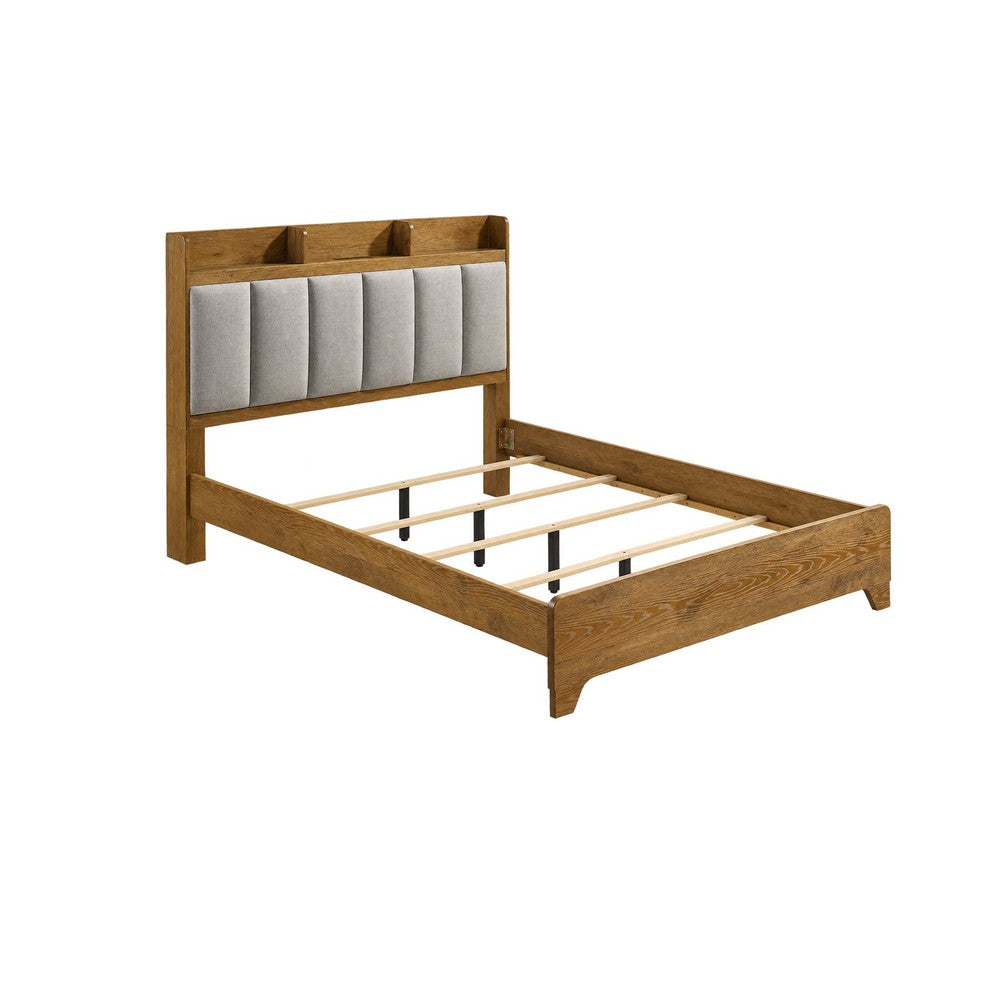 King Bedroom Set, Light Aspen Brown Gray, 4pc w 2 Nightstands, Dresser