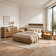 King Bedroom Set, Light Aspen Brown Gray, 4pc w 2 Nightstands, Dresser