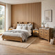 King Bedroom Set, Light Aspen Brown Gray, 4pc w 2 Nightstands, Dresser