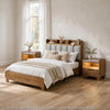 King Bedroom Set, Light Aspen Brown Gray, 3pc w 2 Nightstands