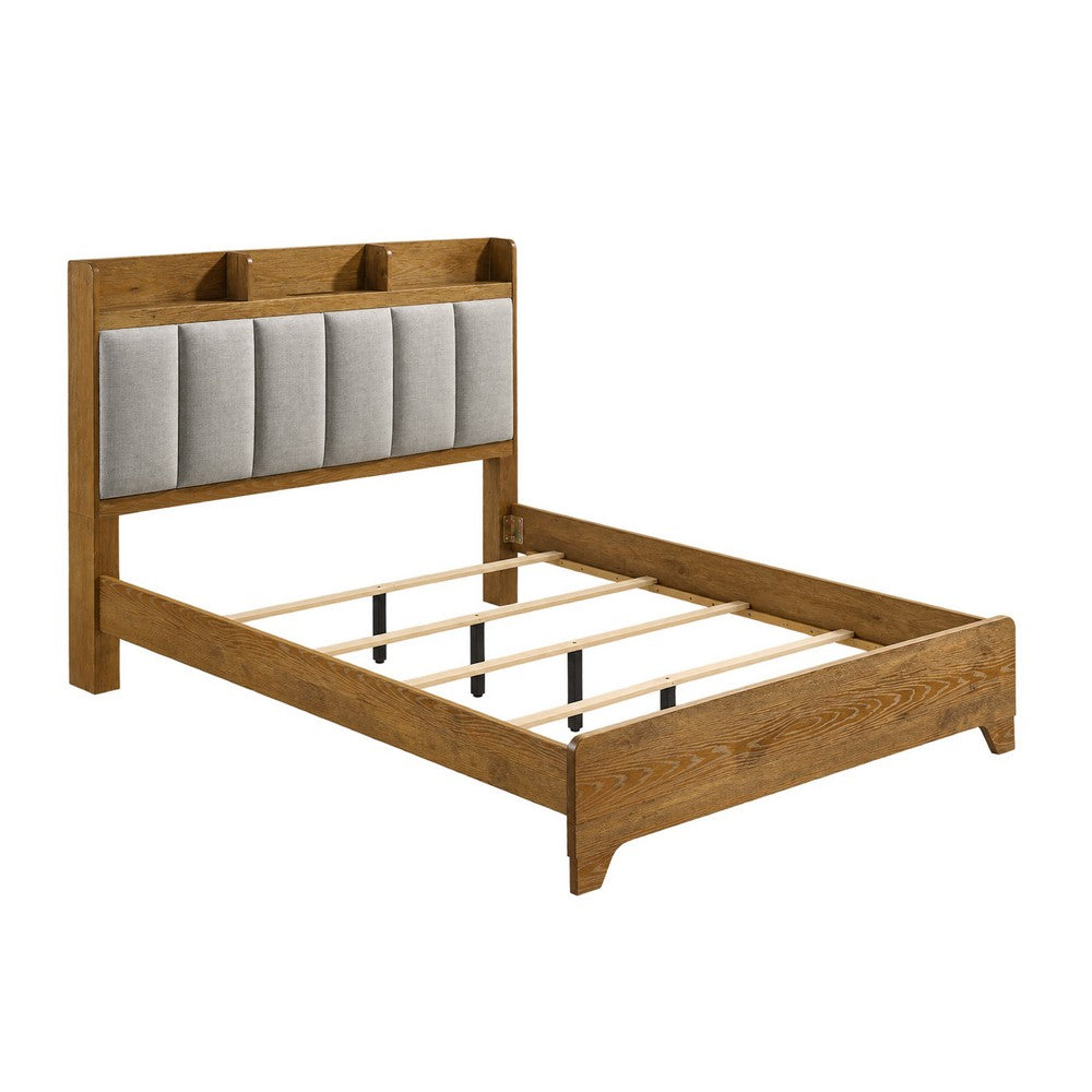 King Bedroom Set, Light Aspen Brown Gray, 2pc w Nightstand