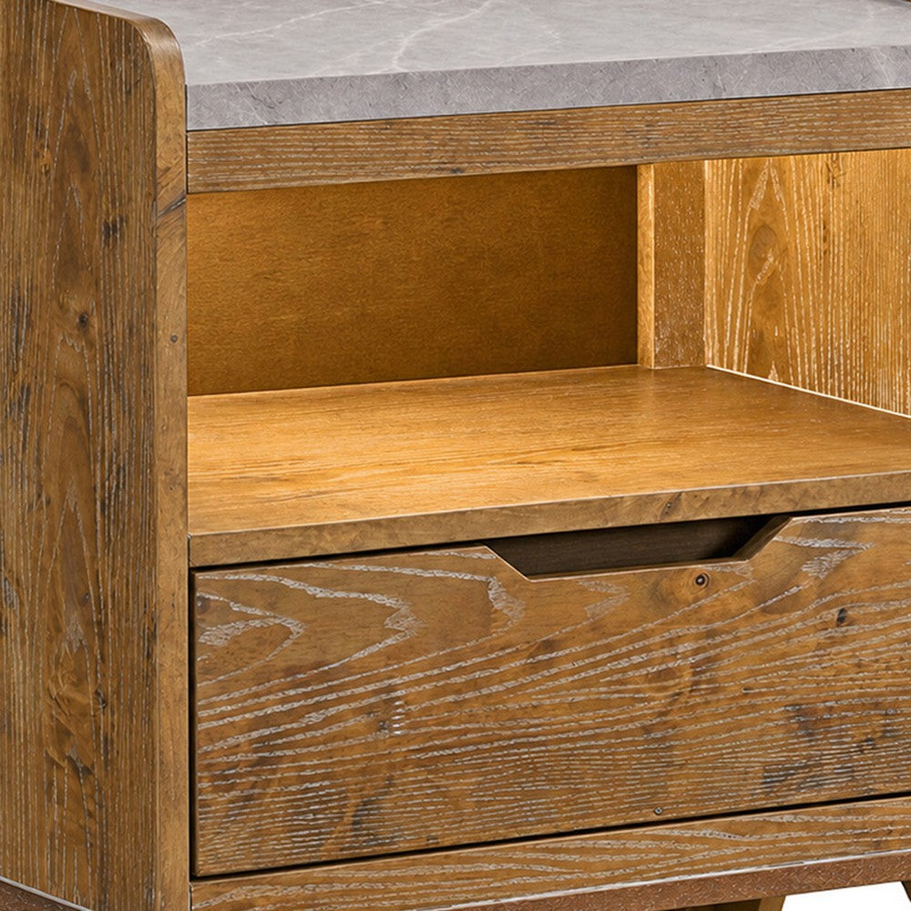 King Bedroom Set, Light Aspen Brown Gray, 2pc w Nightstand