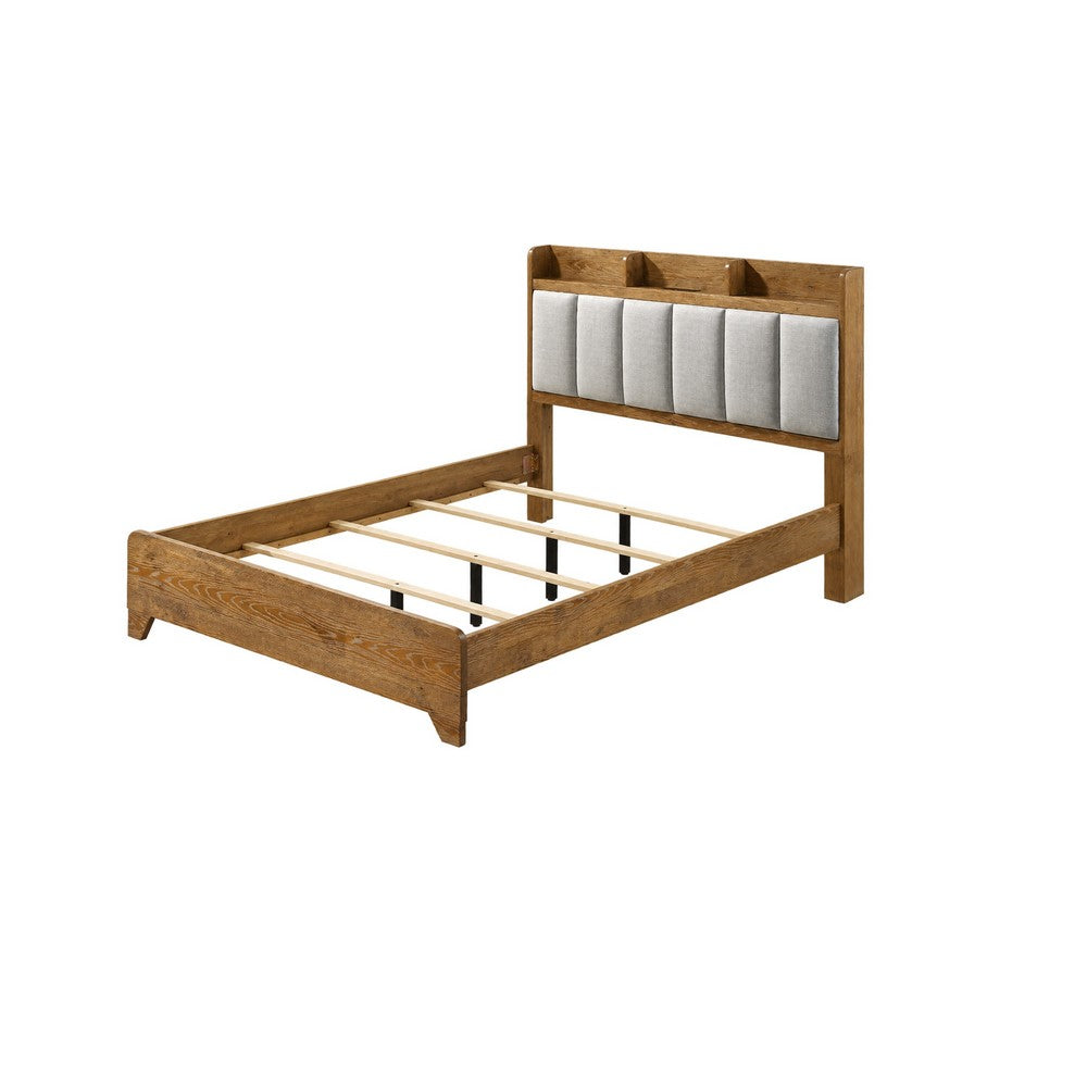 Queen Bedroom Set, Light Aspen Brown Gray, 5pc w 2 Nightstands, Chest