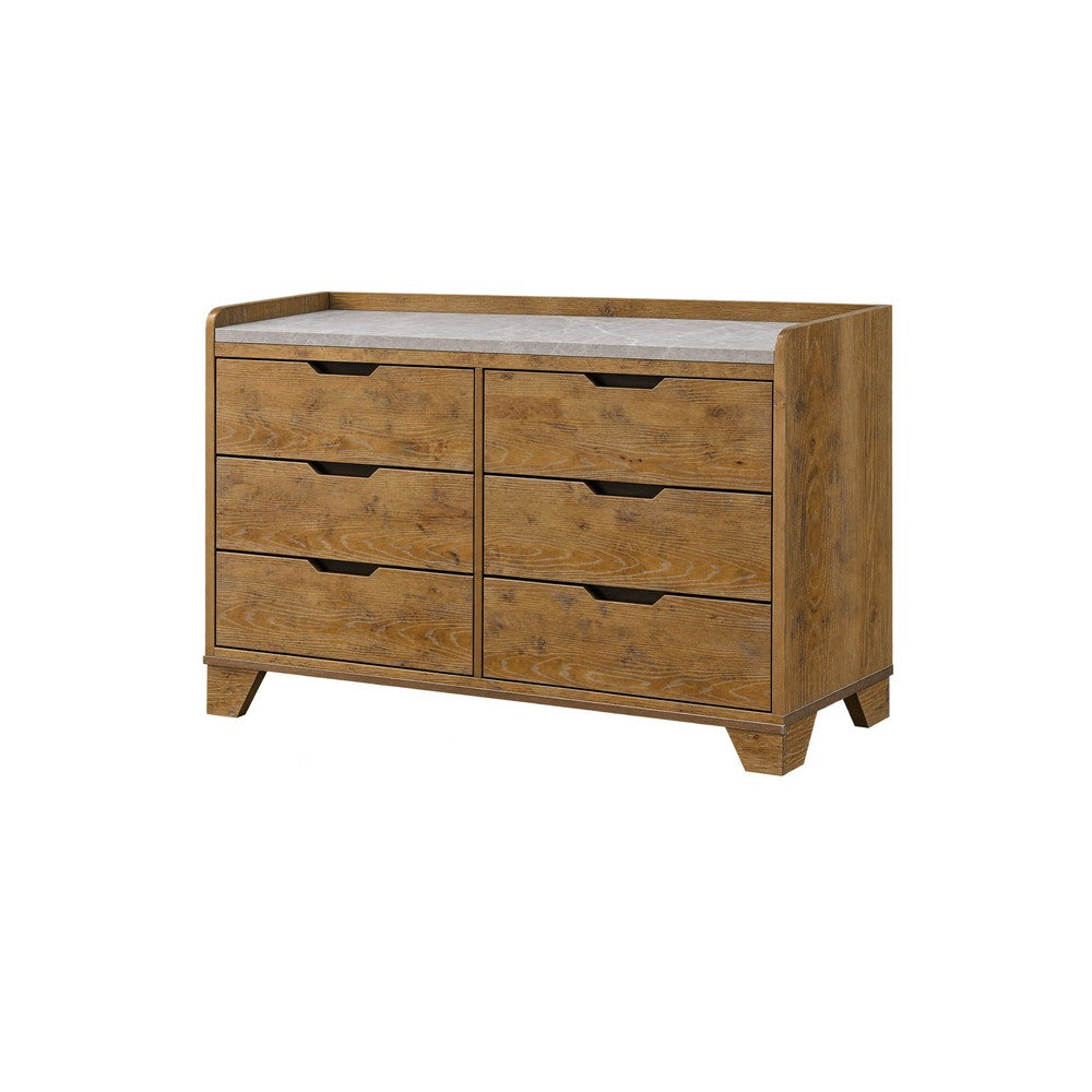 Queen Bedroom Set, Light Aspen Brown Gray, 4pc w 2 Nightstands, Dresser