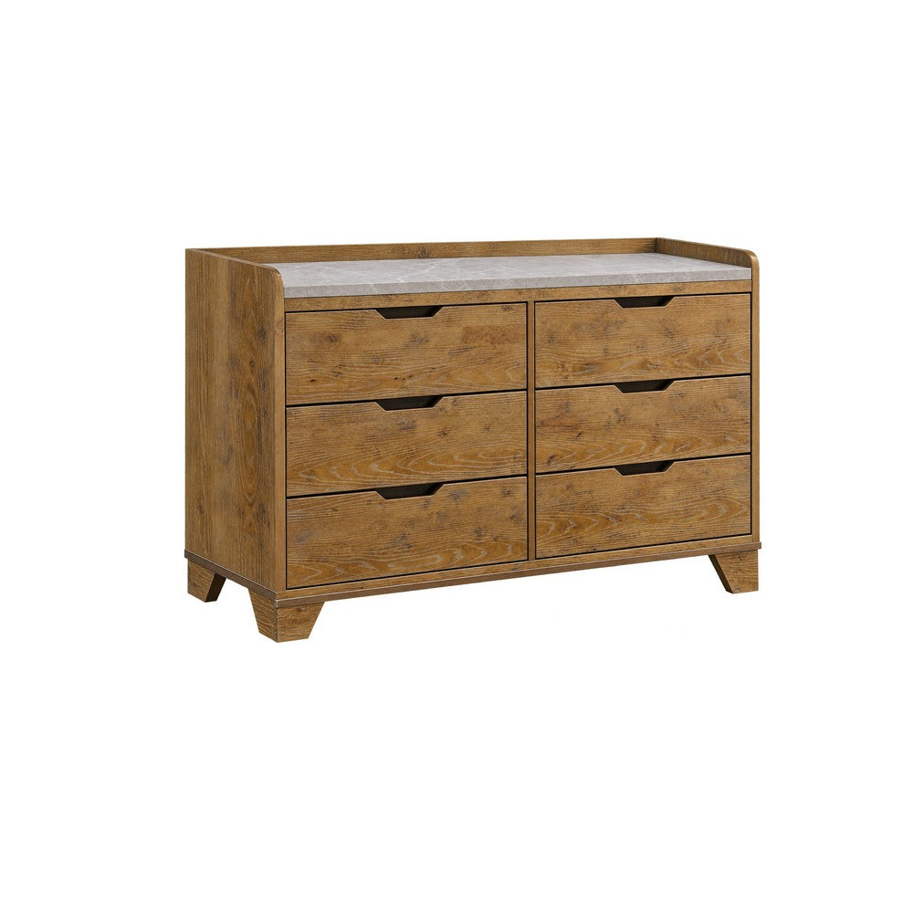 Queen Bedroom Set, Light Aspen Brown Gray, 4pc w 2 Nightstands, Dresser