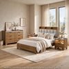 Queen Bedroom Set, Light Aspen Brown Gray, 4pc w 2 Nightstands, Dresser