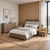 Queen Bedroom Set, Light Aspen Brown Gray, 4pc w 2 Nightstands, Dresser