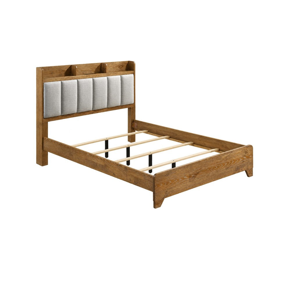 Queen Bedroom Set, Light Aspen Brown Gray, 4pc w Nightstand, Dresser