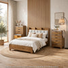 Queen Bedroom Set, Light Aspen Brown Gray, 4pc w Nightstand, Dresser