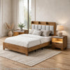 Queen Bedroom Set, Light Aspen Brown Gray, 3pc w 2 Nightstands