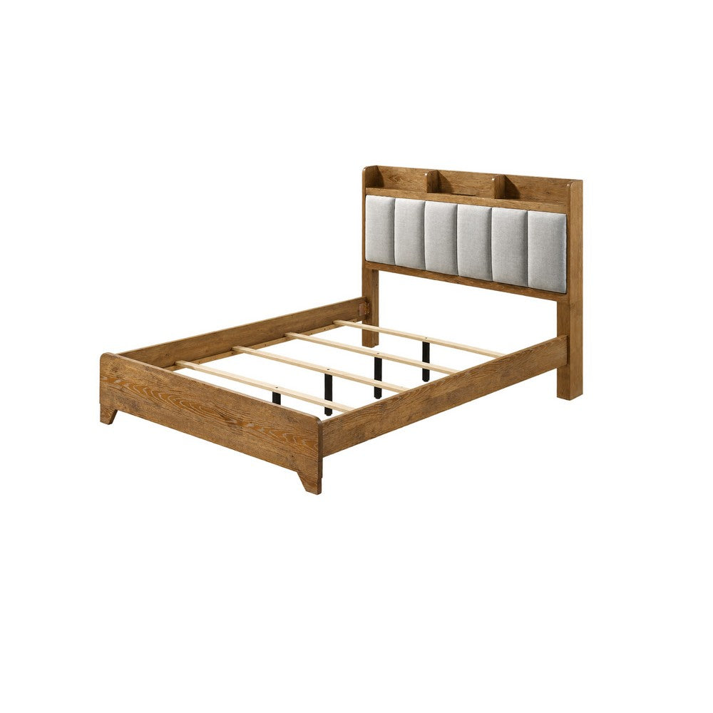 Queen Bedroom Set, Light Aspen Brown Gray, 2pc w Nightstand