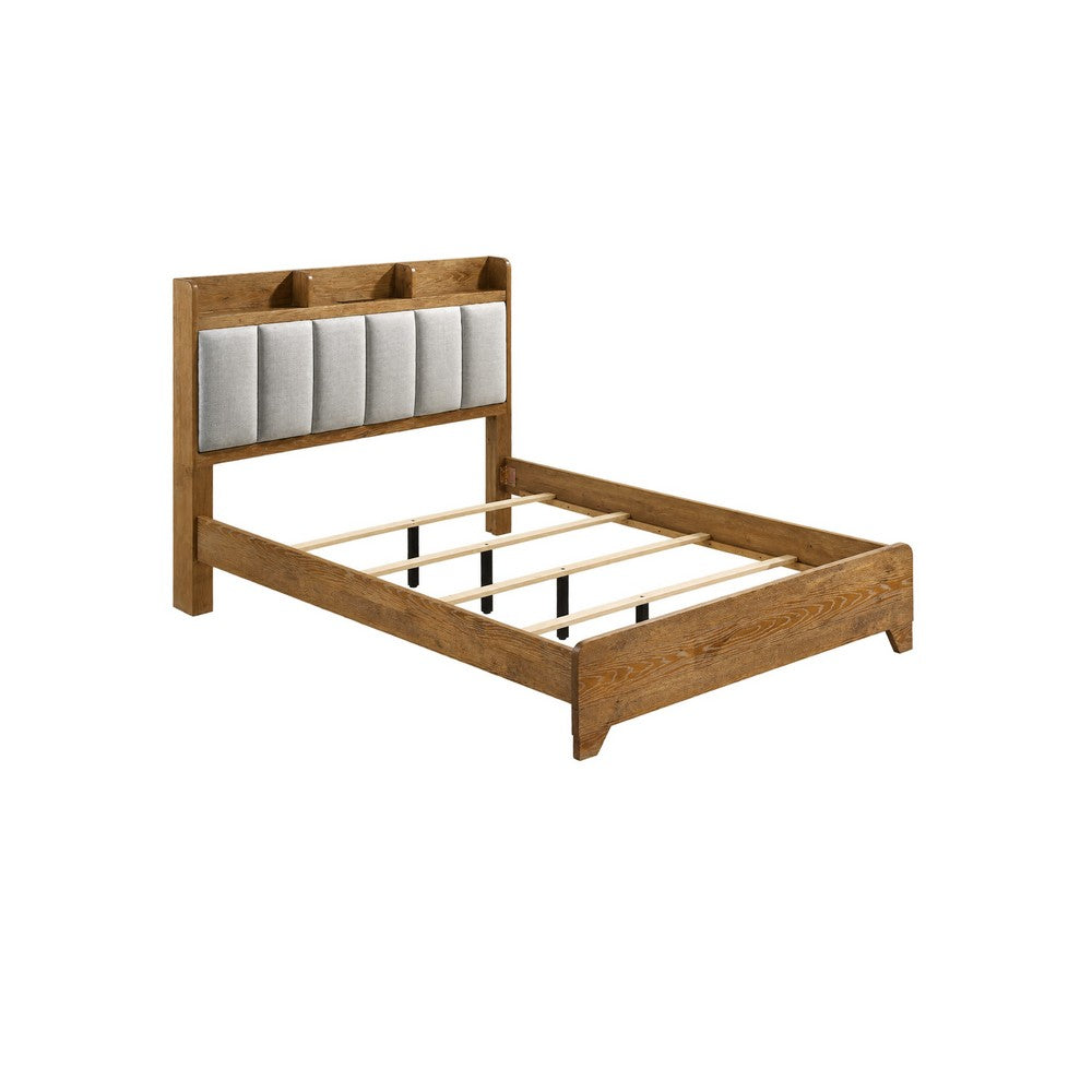 Queen Bedroom Set, Light Aspen Brown Gray, 2pc w Nightstand