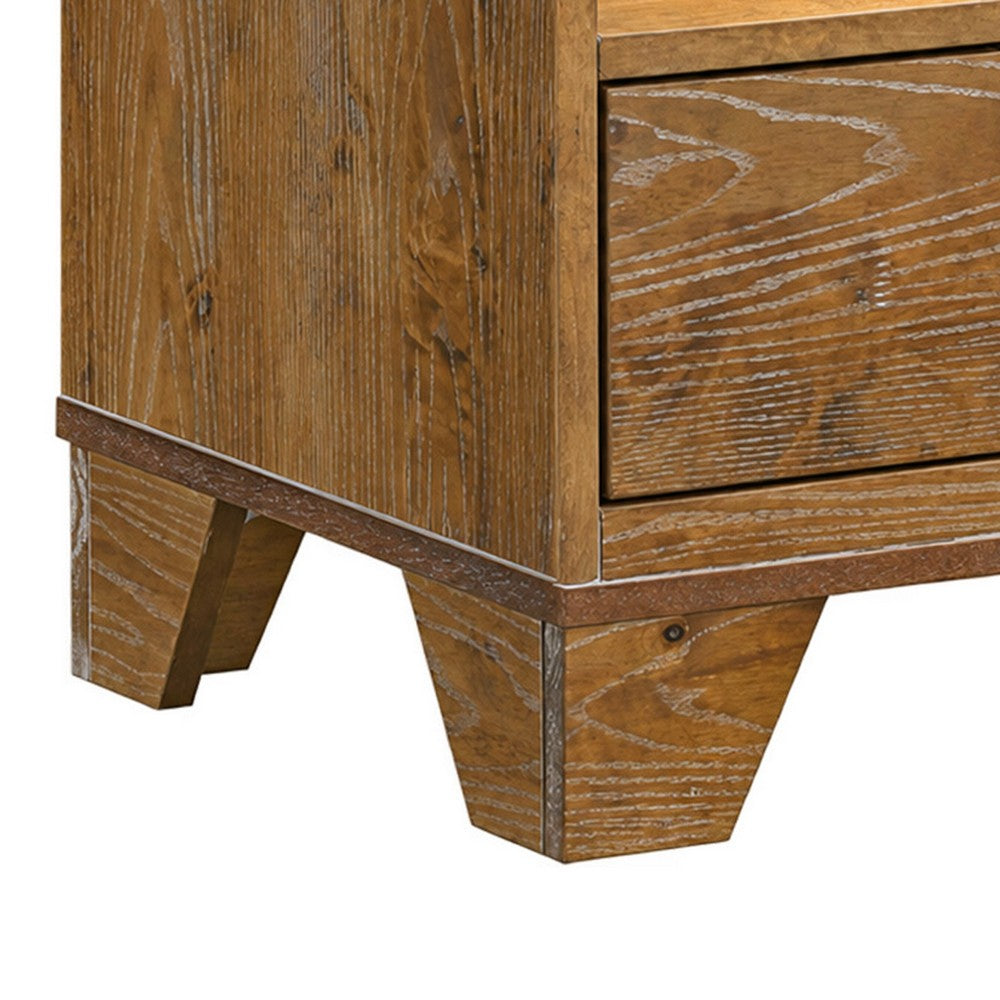 Queen Bedroom Set, Light Aspen Brown Gray, 2pc w Nightstand