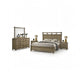 Queen Bedroom Set, Panel Design, Antique Oak Brown, 5pc w 2 Nighstands