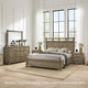Queen Bedroom Set, Panel Design, Antique Oak Brown, 5pc w 2 Nighstands