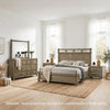 Queen Bedroom Set, Panel Design, Antique Oak Brown, 5pc w 2 Nighstands