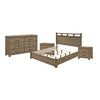 Queen Bedroom Set, Panel Design, Antique Oak Brown, 4pc w 2 Nighstands
