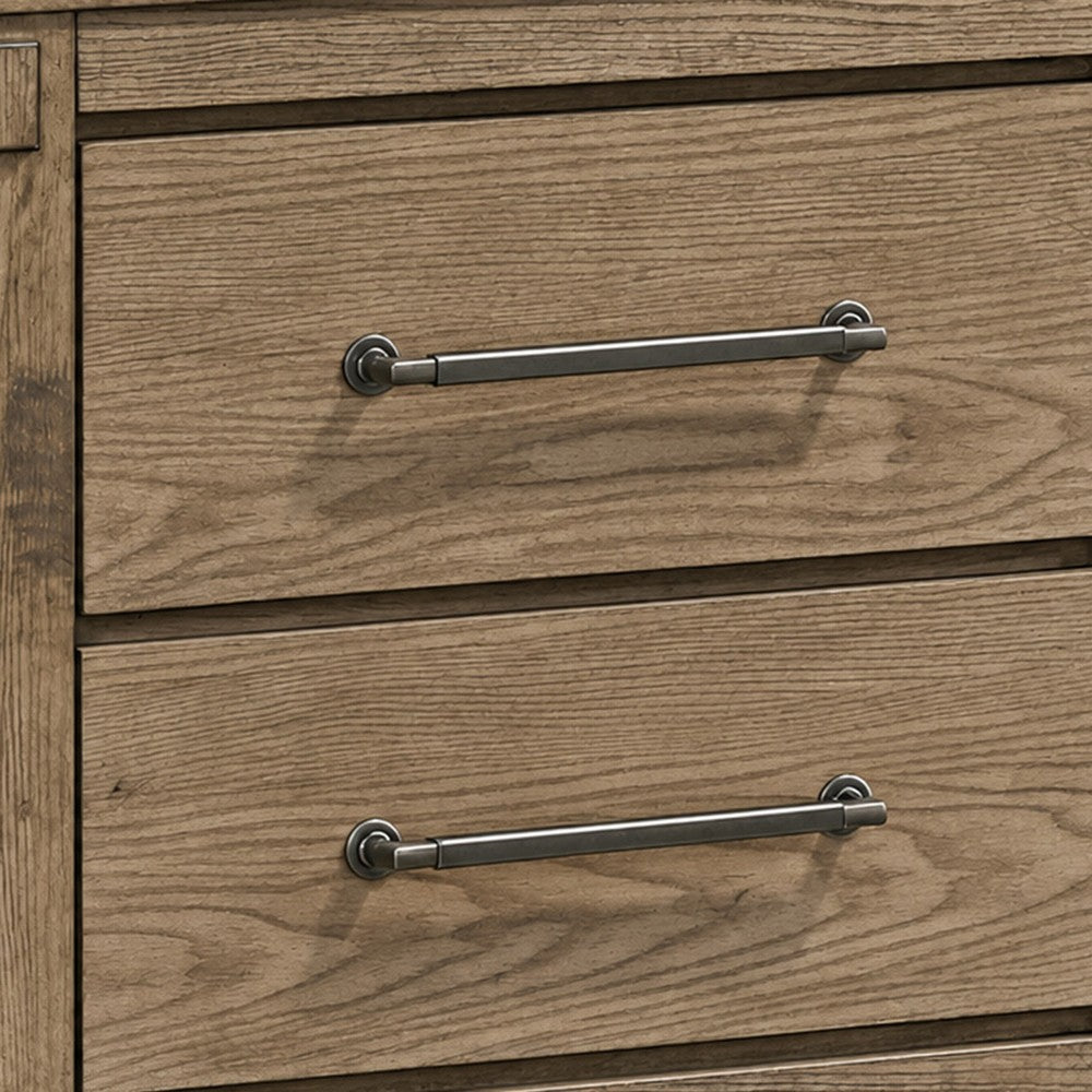 Queen Bedroom Set, Panel Design, Antique Oak Brown, 2pc w NS