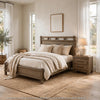 Queen Bedroom Set, Panel Design, Antique Oak Brown, 2pc w NS
