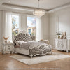 King Bedroom Set, Gray White, 4pc w 2 Nightstands, Dresser