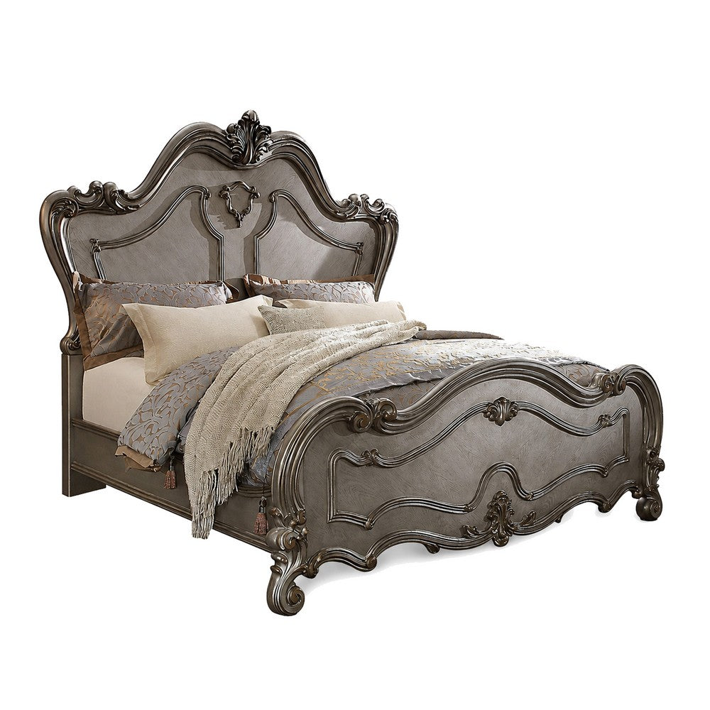 2pc Queen Bedroom Set, Silver and Gray, Nightstand