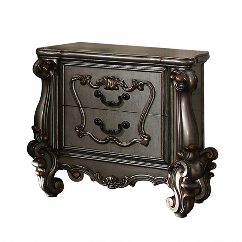 2pc Queen Bedroom Set, Silver and Gray, Nightstand