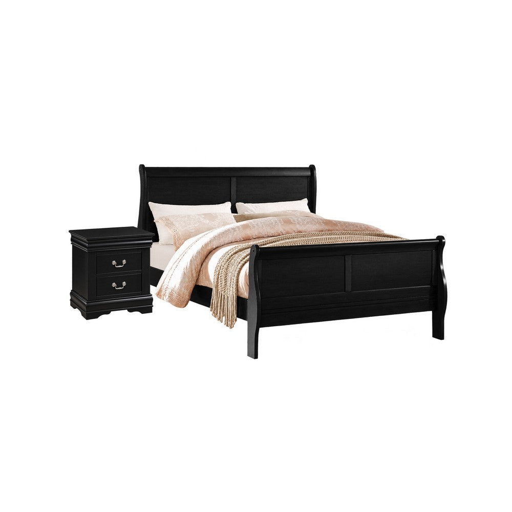 2pc King Bedroom Set, Black, Nightstand