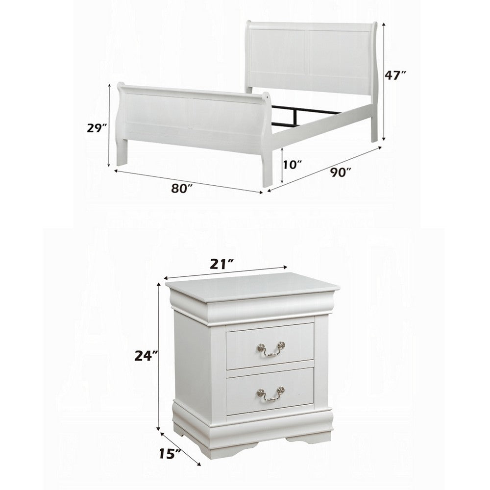 2pc King Bedroom Set, White, Nightstand