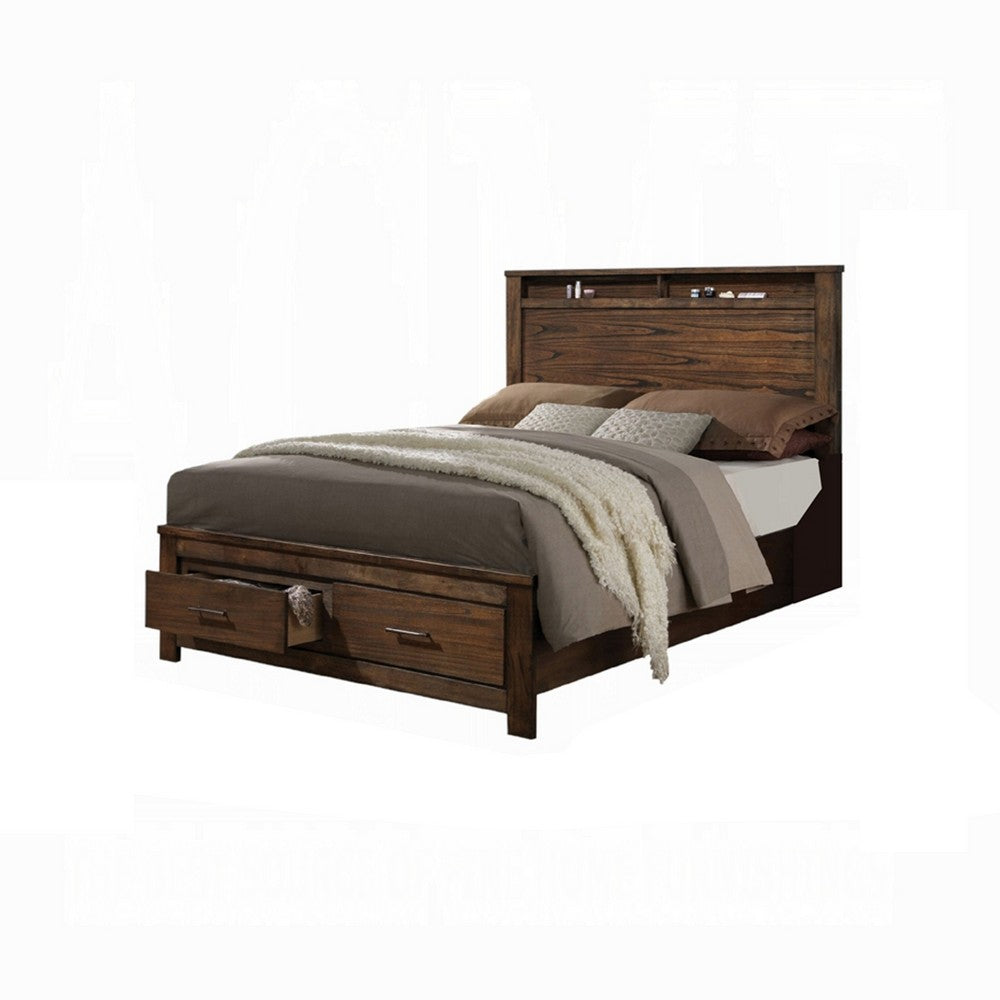 2pc King Bedroom Set, Storage Design, Brown, Nightstand