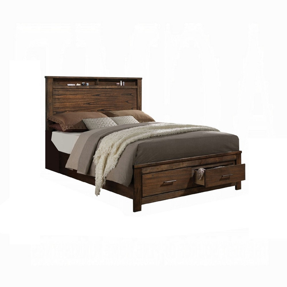 2pc King Bedroom Set, Storage Design, Brown, Nightstand