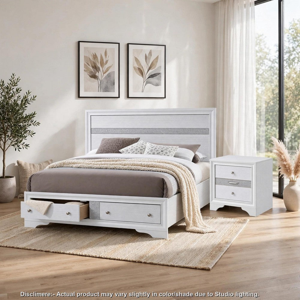 2pc King Bedroom Set, Storage White, Nightstand