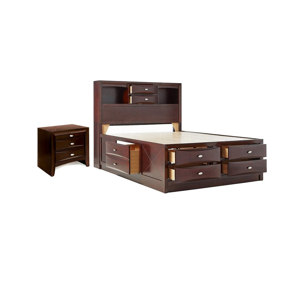 2pc King Bedroom Set, Storage Brown, Nightstand