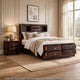 2pc King Bedroom Set, Storage Brown, Nightstand