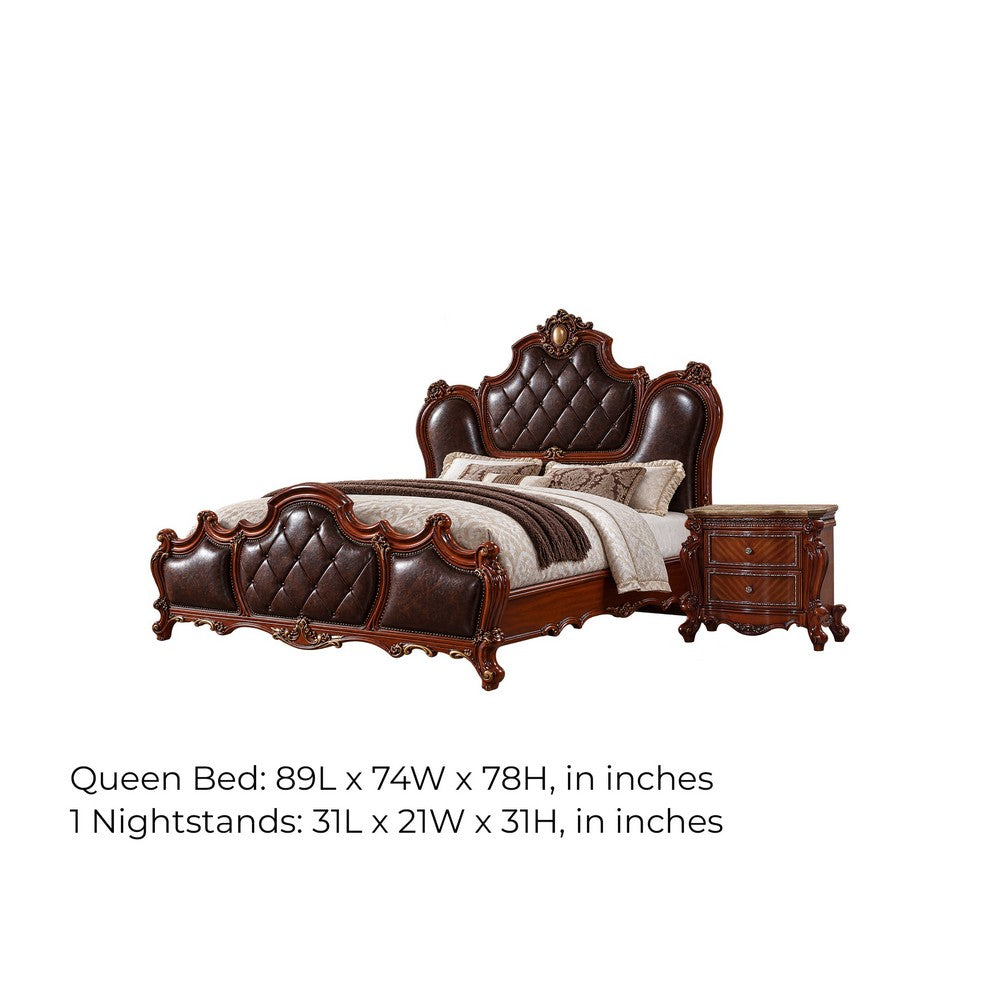 2pc Queen Bedroom Set, Brown, Nightstand