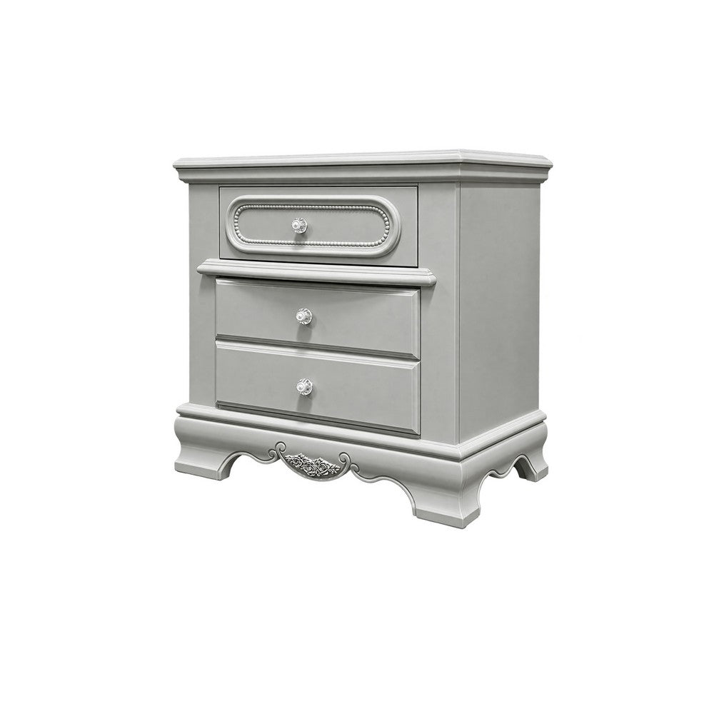 2pc Full Bedroom Set, Gray and Silver, Nightstand