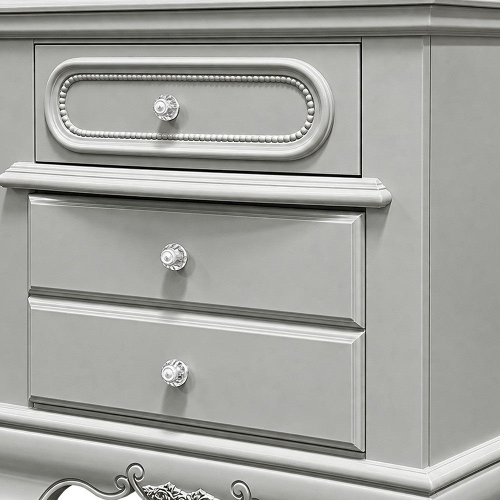 2pc Full Bedroom Set, Gray and Silver, Nightstand