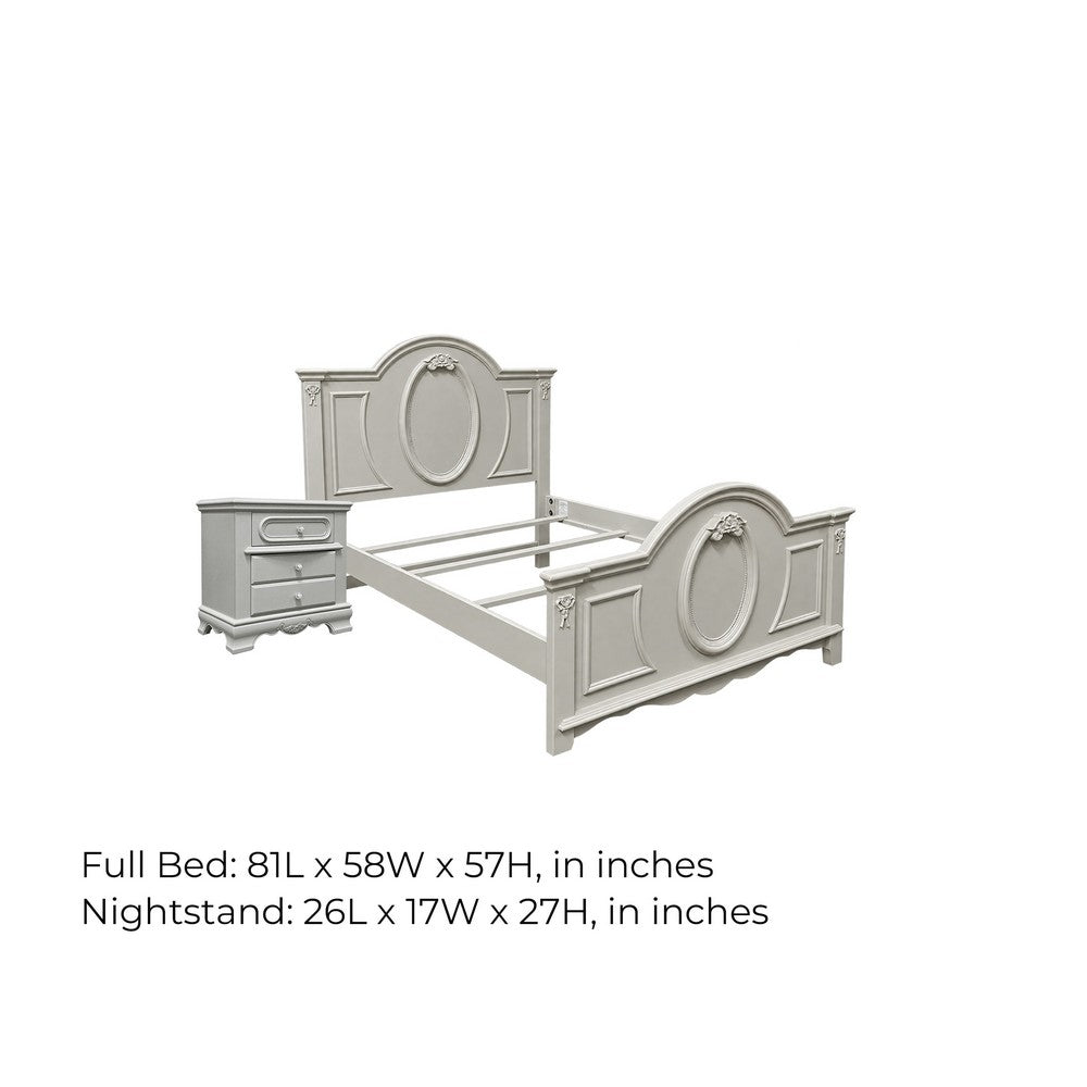 2pc Full Bedroom Set, Gray and Silver, Nightstand