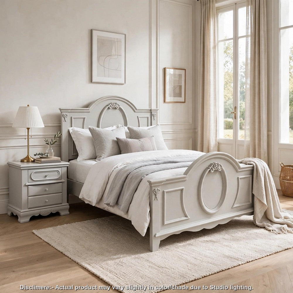 2pc Full Bedroom Set, Gray and Silver, Nightstand