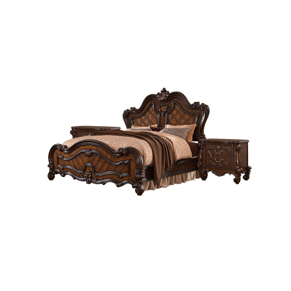 3pc King Bedroom Set, Brown, 2 Nightstands