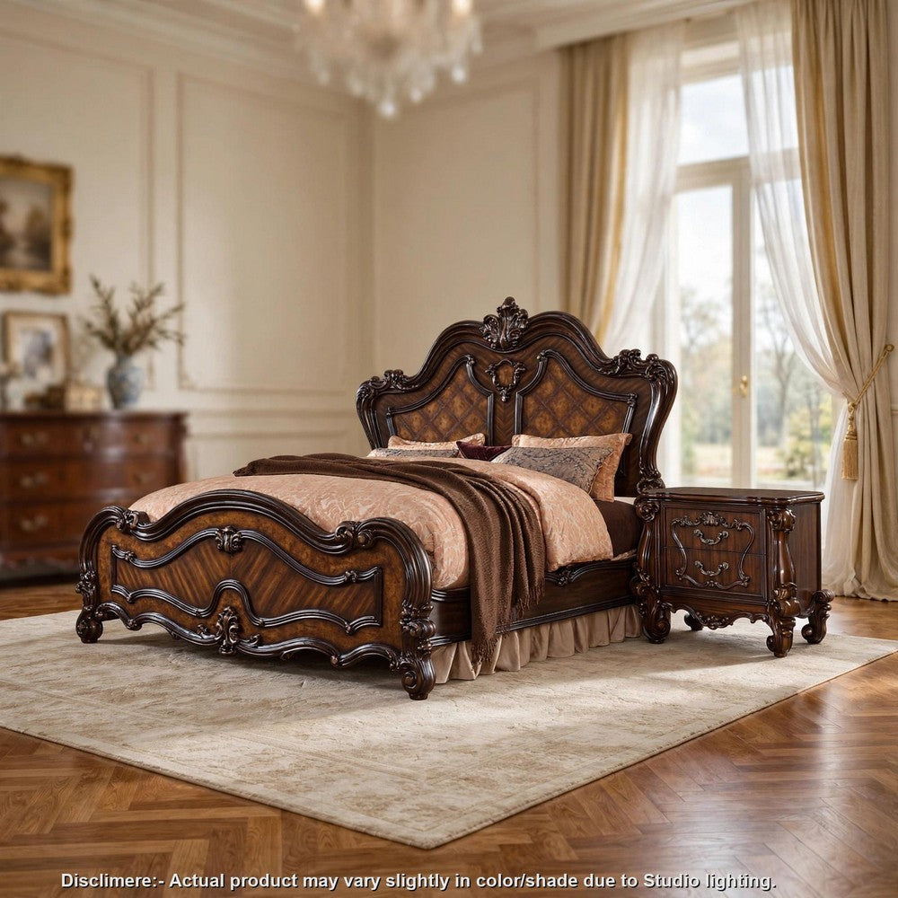 3pc King Bedroom Set, Brown, 2 Nightstands