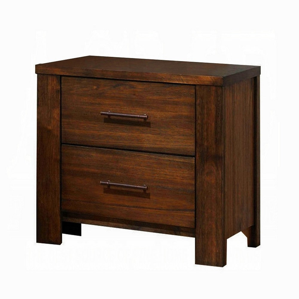 2pc Queen Bedroom Set, Storage Design, Brown, Nightstand