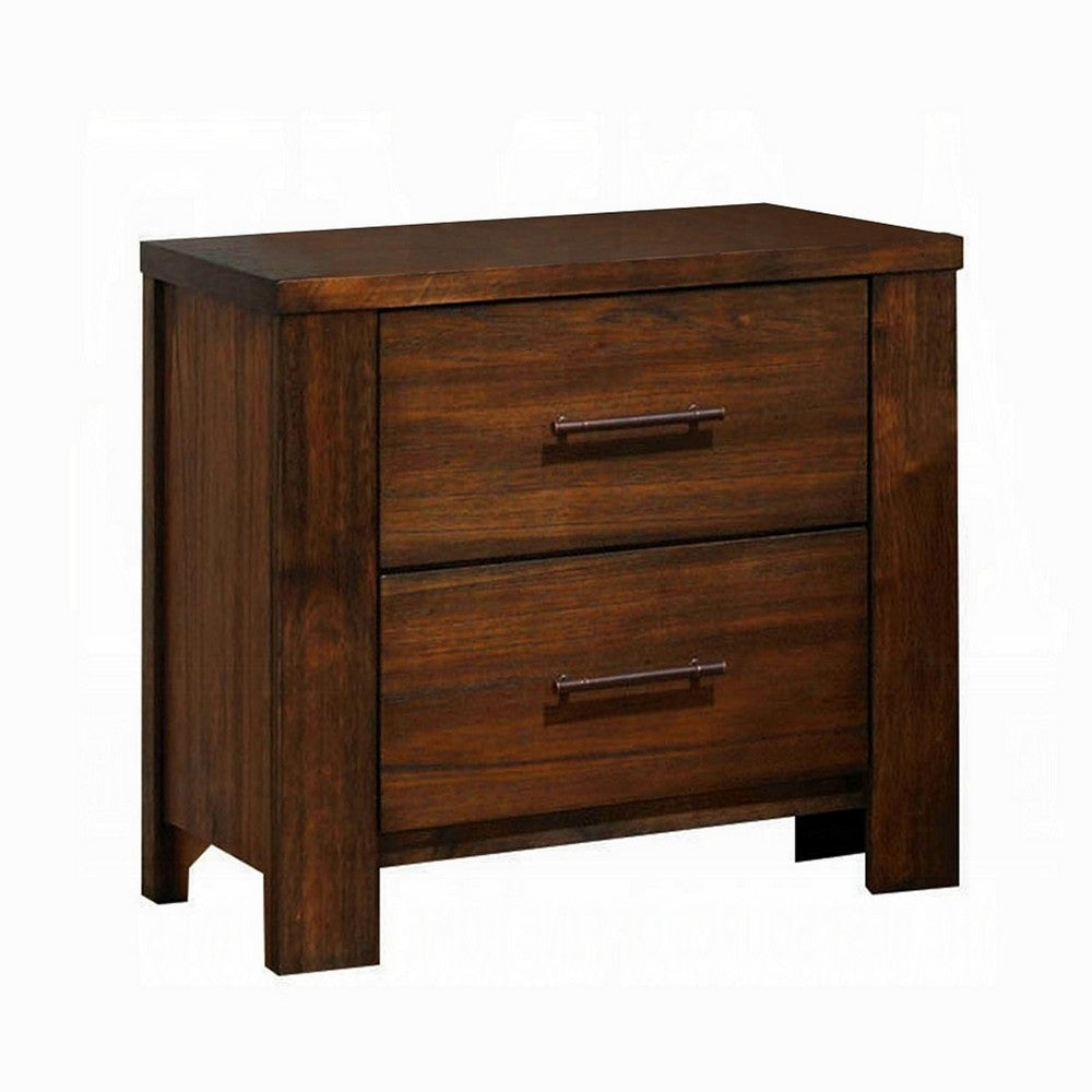 2pc Queen Bedroom Set, Storage Design, Brown, Nightstand