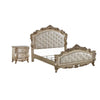 2pc King Bedroom Set, Upholstered Design, Gold and White, Nightstand