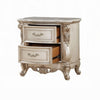 2pc King Bedroom Set, Upholstered Design, Gold and White, Nightstand