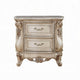 2pc King Bedroom Set, Upholstered Design, Gold and White, Nightstand