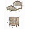 2pc King Bedroom Set, Upholstered Design, Gold and White, Nightstand