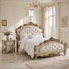 2pc King Bedroom Set, Upholstered Design, Gold and White, Nightstand