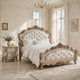 2pc King Bedroom Set, Upholstered Design, Gold and White, Nightstand