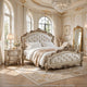 2pc King Bedroom Set, Upholstered Design, Gold and White, Nightstand