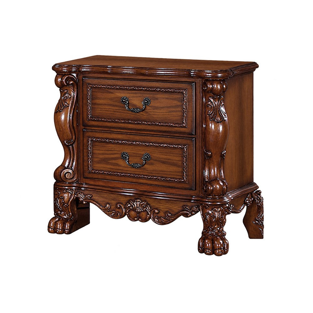 3pc Queen Bedroom Set, Sleigh Design, Black and Brown, 2 Nightstands